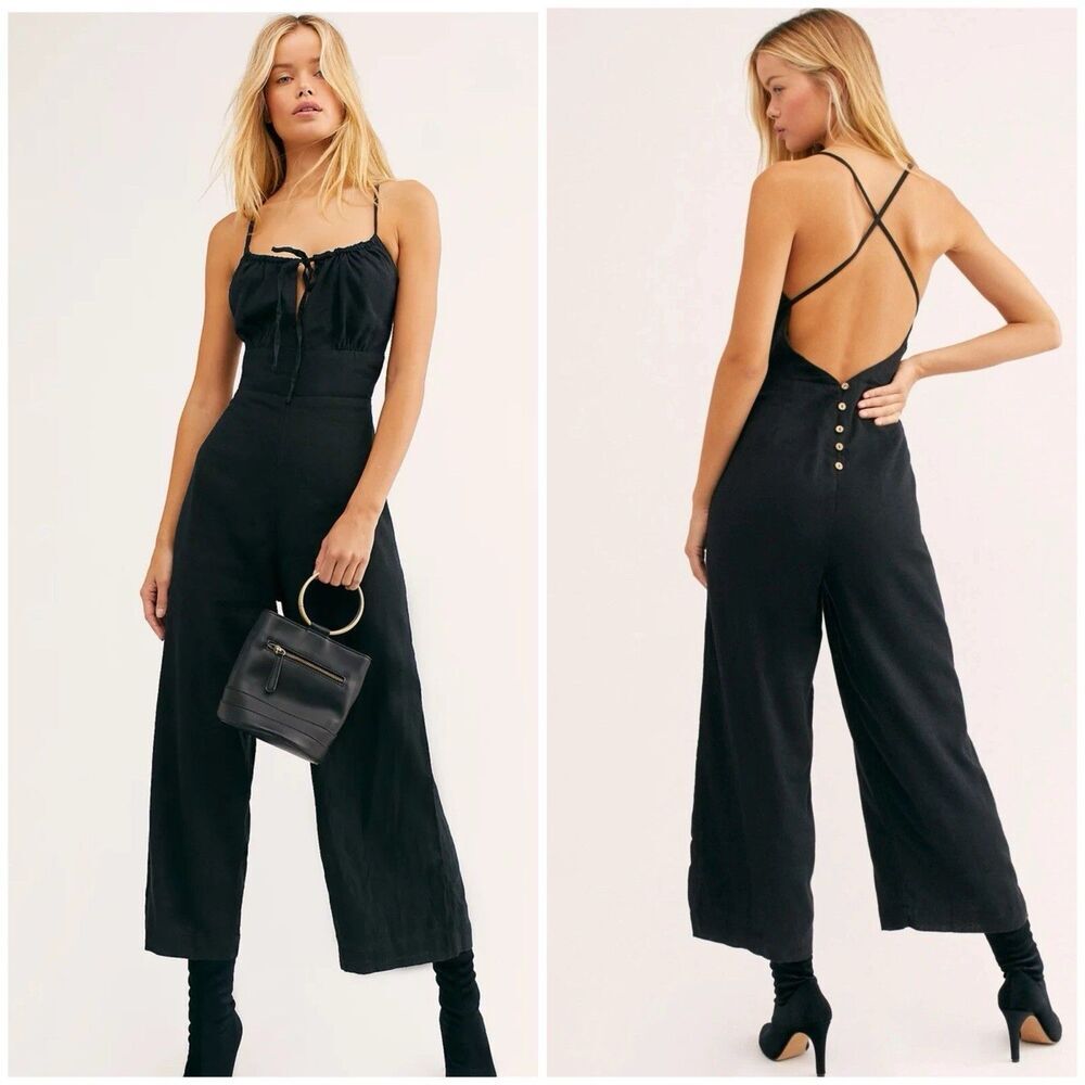 Free People Oh My Darlin One Piece Jumpsuit Endless Summer Size XS Black